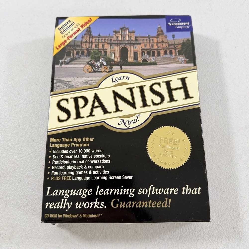 Transparent Learn Spanish Now Windows‎ MAC Macintosh PC CD Deluxe Edition NEW